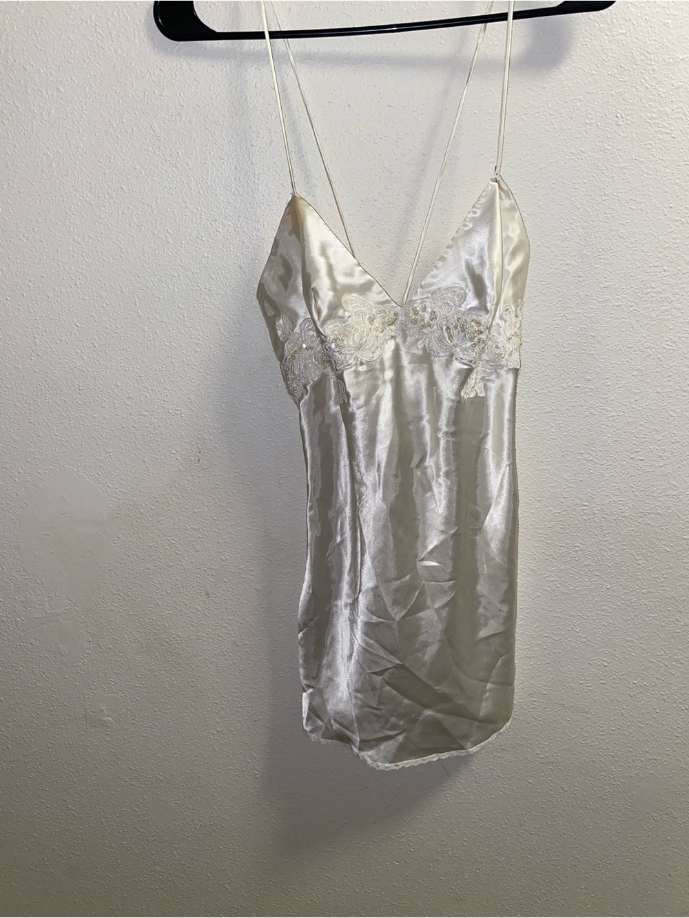 Victoria's Secret Cream Satin Lace-Trim Chemise